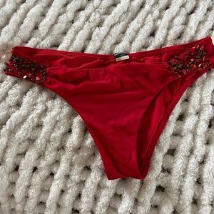 Red beaded bikini bottom